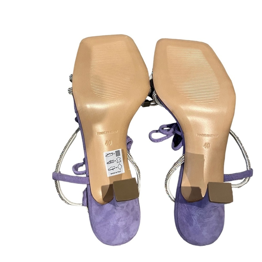 8 by YOOX Suede Strapy Sandals With Rhinestones Lavender Size 10 New in Box - Picture 9 of 12